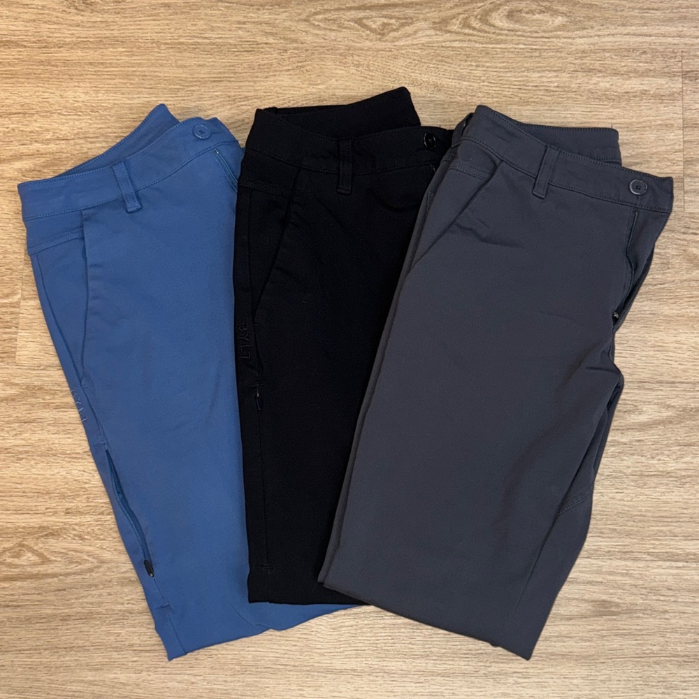 3 Pairs BYLT Men's Blue, Black, and Gray Pants